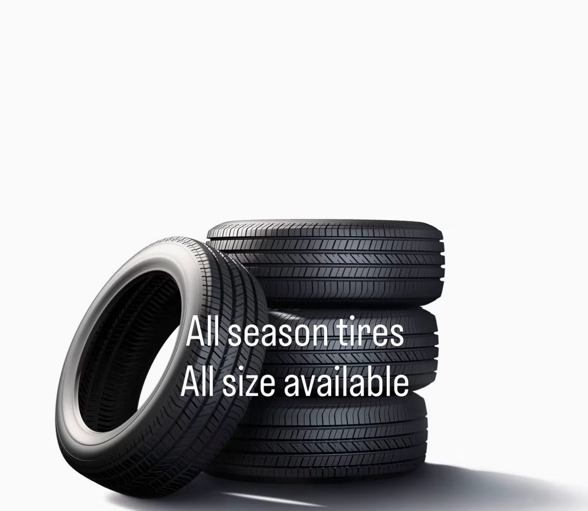 Stack of all-season tires — all sizes available
